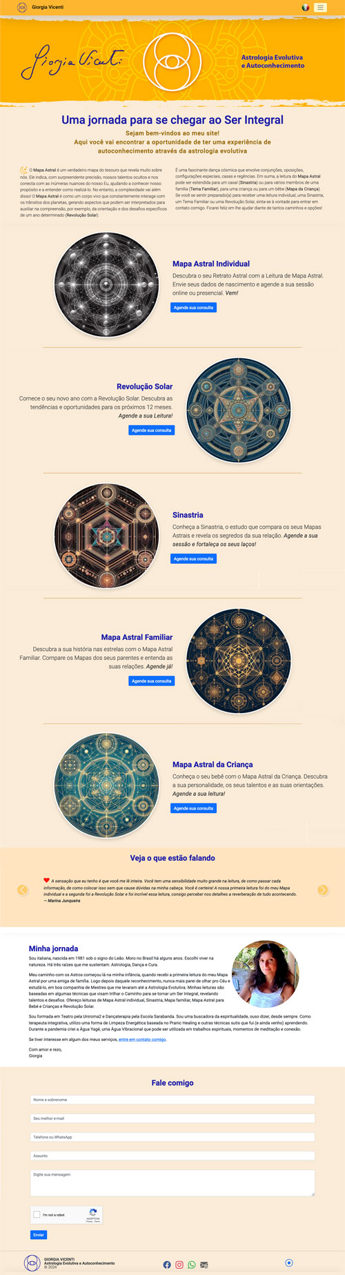 Landing page para a astróloga Giorgia Vicenti - Astrologia Evolutiva e Autoconhecimento