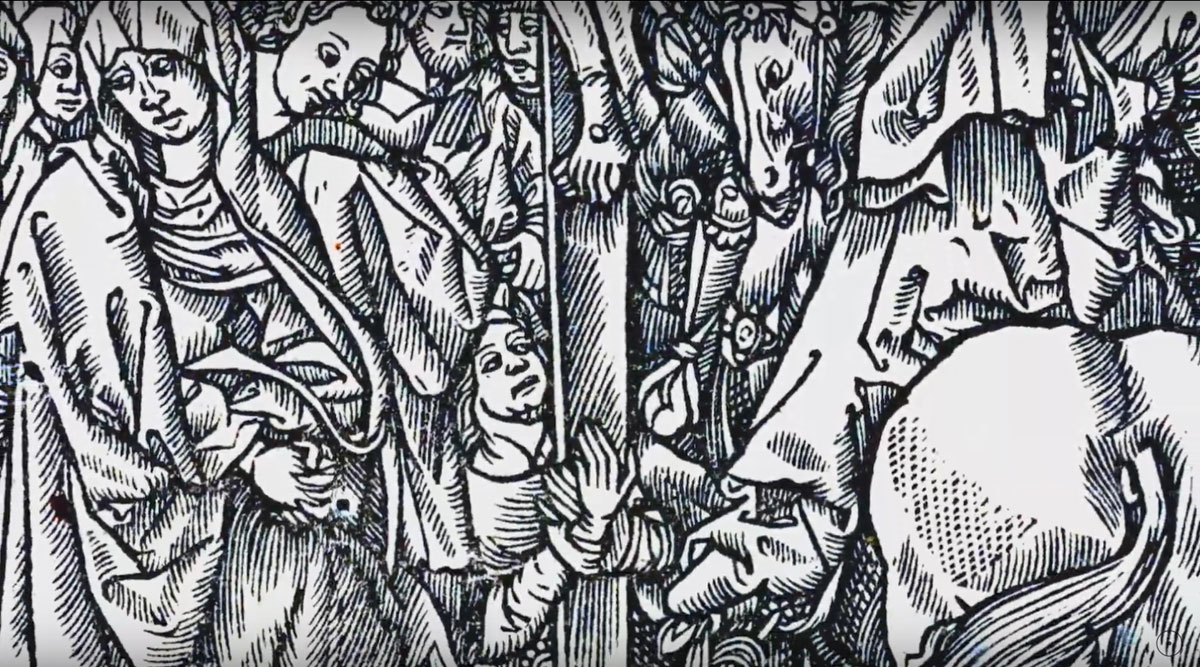 Detalhe de desenho sobre sociedade medieval